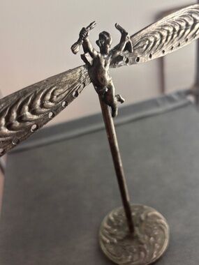 Pewter cherub earring holder stand decor
